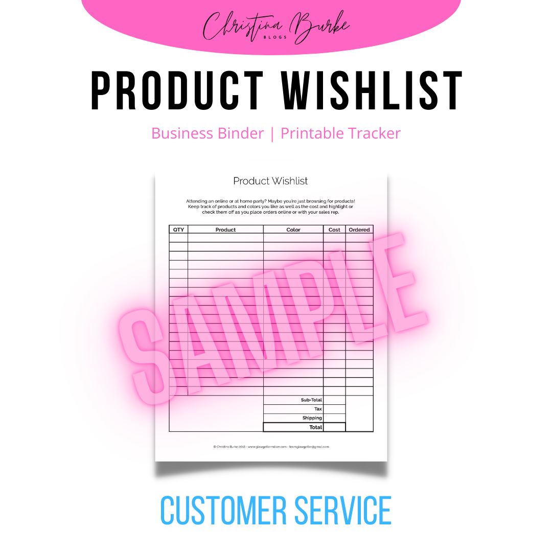 Product Wishlist Printable - Digital Download